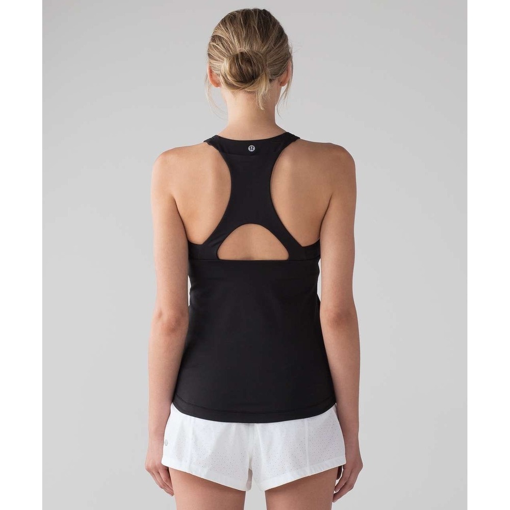 Lululemon Final Lap Tank Black Racerback Built-in Shelf Bra Size 4 W1H72S